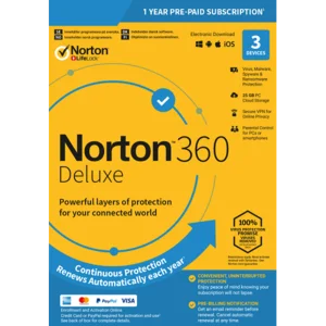 Norton 360 Deluxe - 1-Year / 3-Device - USA/Canada
